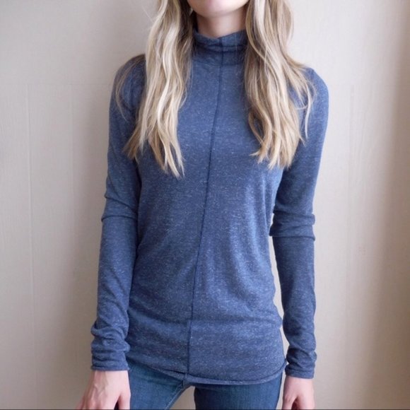 Free People blue Essential Lightweight Turtleneck Top - Picture 1 of 7